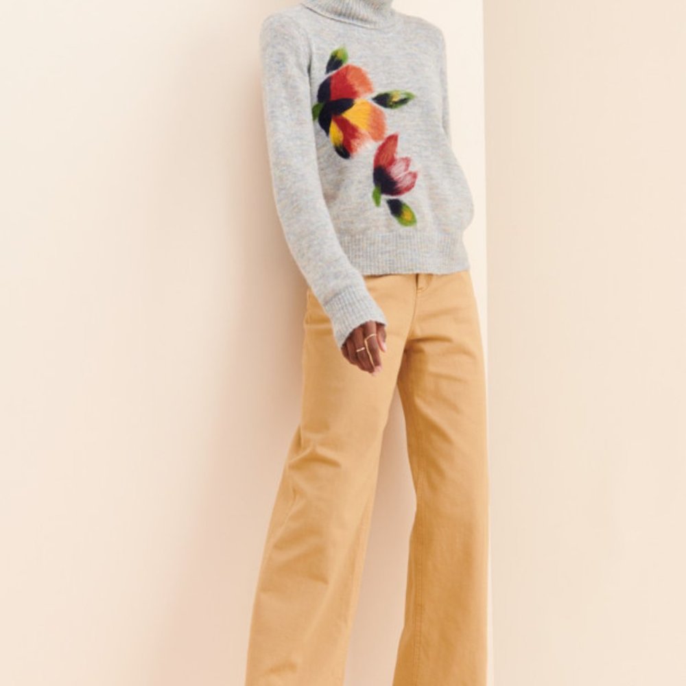Saccharine Floral Felted Turtleneck